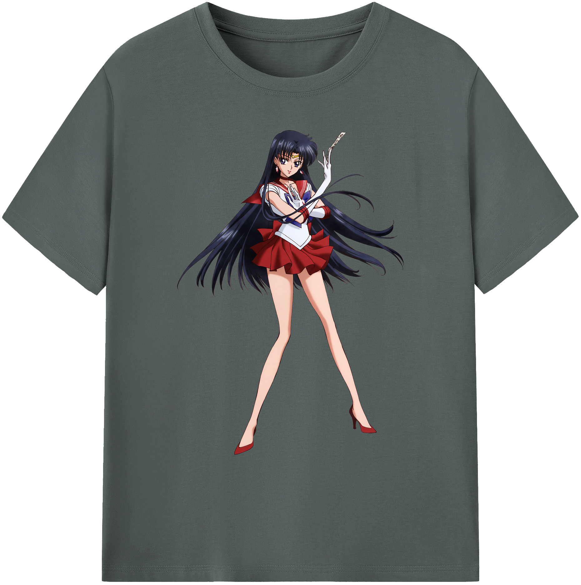 （画像用） 美少女戦士セーラームーン 火野レイ ひの レイ Sailor Moon Hino Rei （セーラーマーズ,Sailor Mars） 綿100％ メンズ半袖Tシャツ｜肌触りやわらか＆通気性